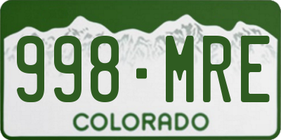 CO license plate 998MRE