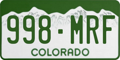 CO license plate 998MRF