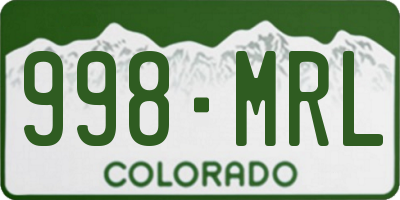 CO license plate 998MRL