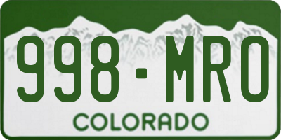 CO license plate 998MRO