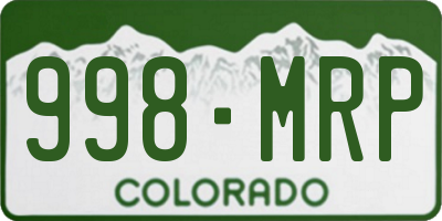 CO license plate 998MRP