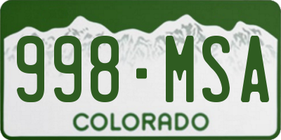 CO license plate 998MSA