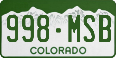 CO license plate 998MSB