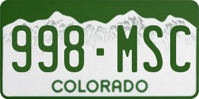 CO license plate 998MSC