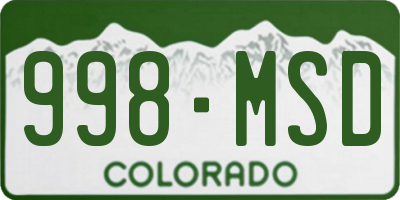 CO license plate 998MSD
