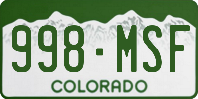 CO license plate 998MSF