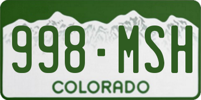 CO license plate 998MSH