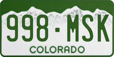 CO license plate 998MSK
