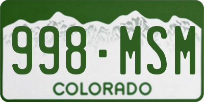 CO license plate 998MSM