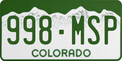 CO license plate 998MSP