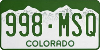 CO license plate 998MSQ