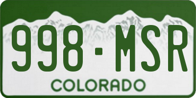CO license plate 998MSR