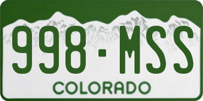 CO license plate 998MSS