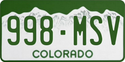 CO license plate 998MSV