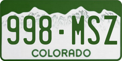 CO license plate 998MSZ