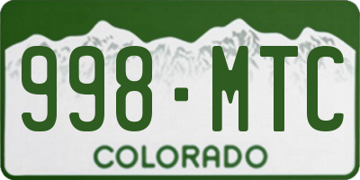 CO license plate 998MTC