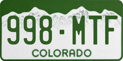 CO license plate 998MTF