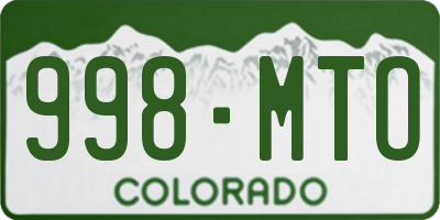 CO license plate 998MTO