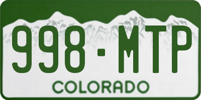 CO license plate 998MTP