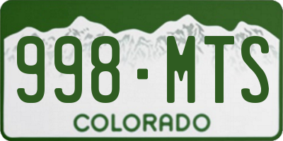CO license plate 998MTS