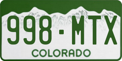 CO license plate 998MTX