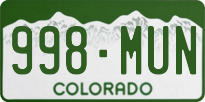 CO license plate 998MUN