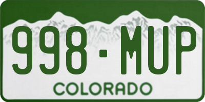 CO license plate 998MUP