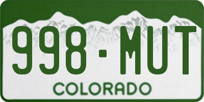 CO license plate 998MUT