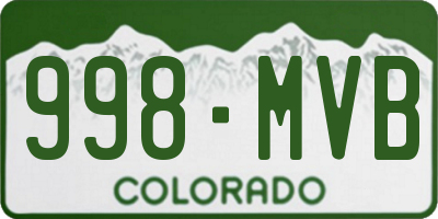 CO license plate 998MVB