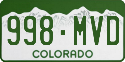 CO license plate 998MVD