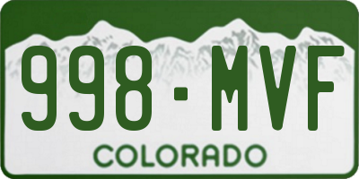CO license plate 998MVF
