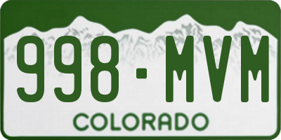 CO license plate 998MVM