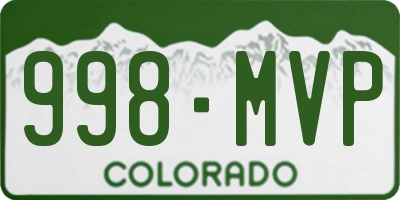 CO license plate 998MVP