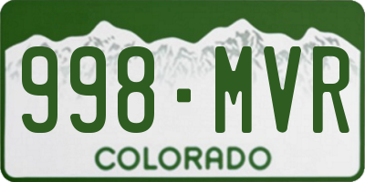 CO license plate 998MVR