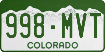 CO license plate 998MVT
