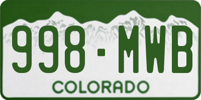CO license plate 998MWB