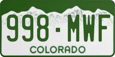 CO license plate 998MWF