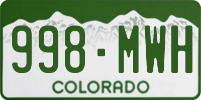 CO license plate 998MWH