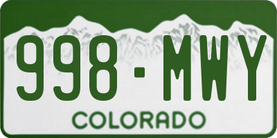 CO license plate 998MWY