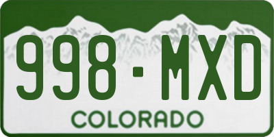 CO license plate 998MXD
