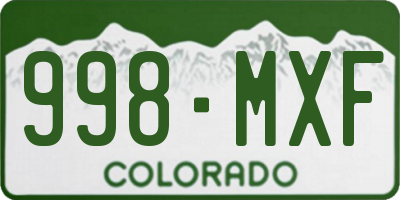 CO license plate 998MXF