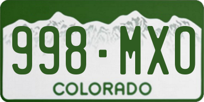 CO license plate 998MXO