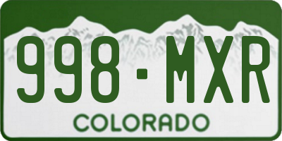 CO license plate 998MXR