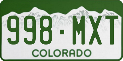 CO license plate 998MXT