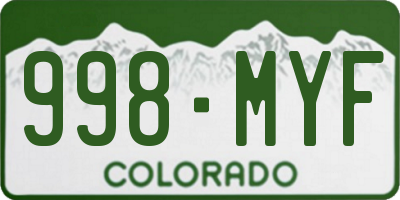 CO license plate 998MYF