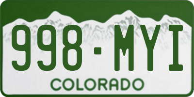 CO license plate 998MYI