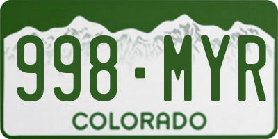 CO license plate 998MYR