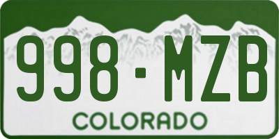 CO license plate 998MZB