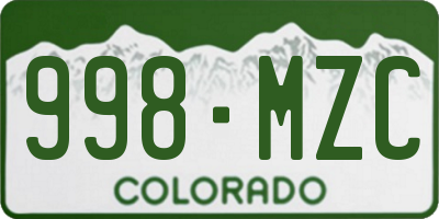 CO license plate 998MZC