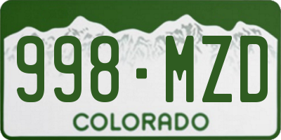 CO license plate 998MZD